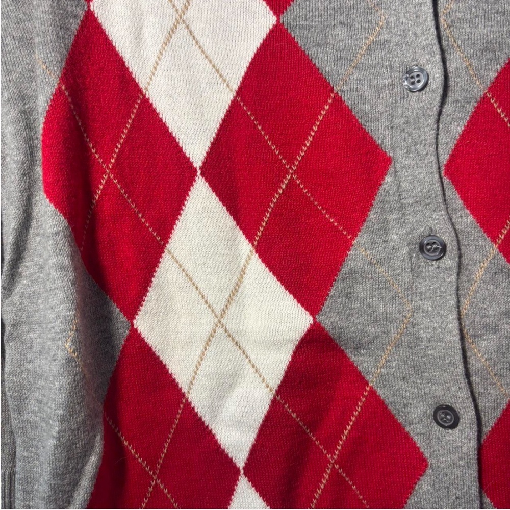 The Limited Gray and Red Argyle Cardigan Sweater - Picture 3 of 7